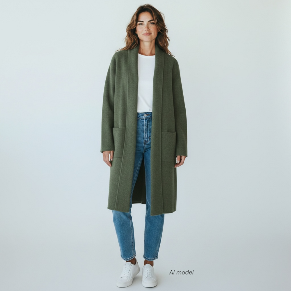J Crew Sweater Blazer Womens Medium Green Sophie Notched Open Coatigan Duster